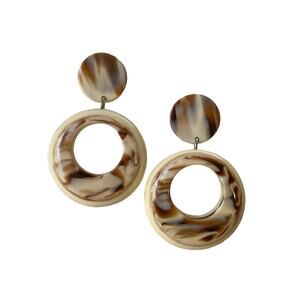 Vintage 90s Lucite Mod Swirl Marbled Design Drop Hoops Dangle 90s Earrings